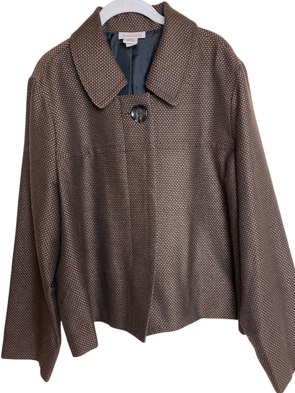 TravelSmith Lightweight Tweed Pattern Cropped Jacket Sz XL